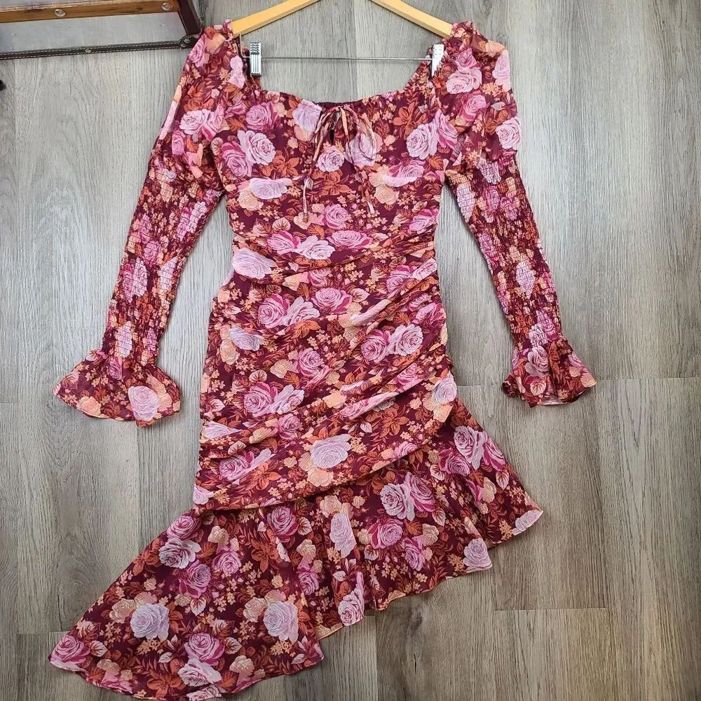 Wayf Long Sleeve Floral Mini Dress size M